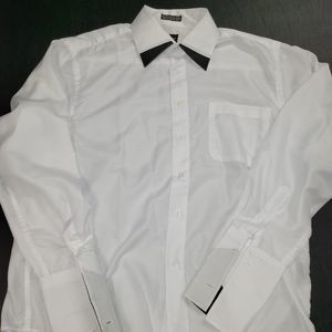 George Martin Designer Dress Shirt Mens 15 32/33 Button Long Sleeve Barrel Cuff